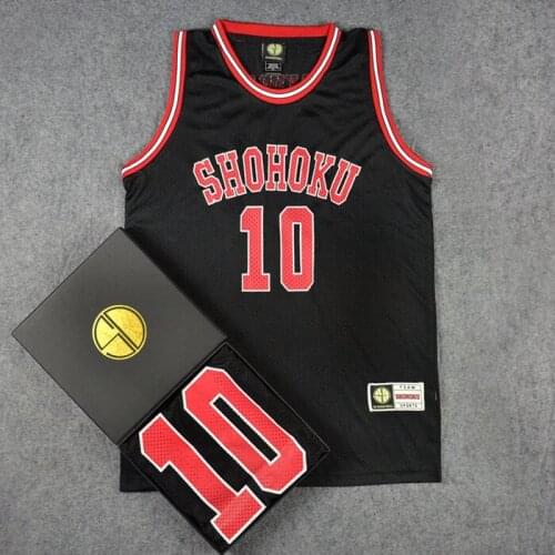 SLAM Cosplay Costume Shohoku School Sakuragi Hanamichi Jersey Basketball Tops Shirt Sports Wear Uniform Black Team