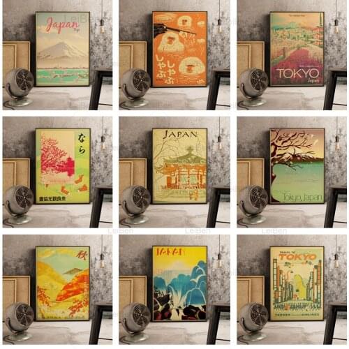 Vintage Japan Landscape Travel Posters Prints Mount Fuji Tokyo Cherry Blossoms Canvas Painting Wall Art Pictures for Home Decor