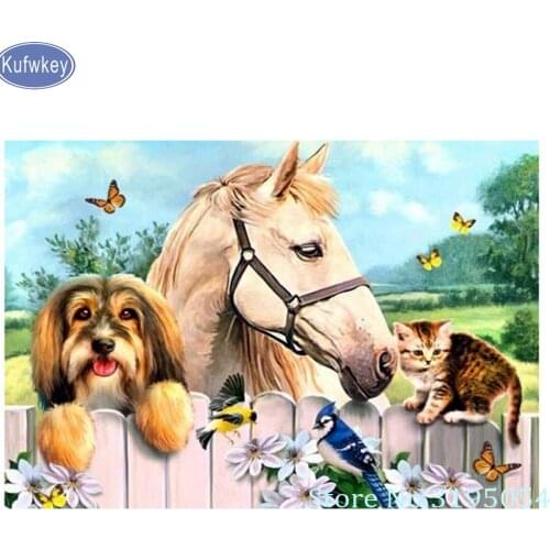 Needlework Diamond Painting horse dog cat Diamond Embroidery full square Drill Rhinestone Mosaic 3d Picture Home Decoration