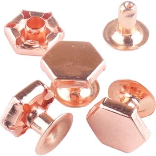 100 Sets Double Cap Rivets 8*8mm Rose Gold Stud Rivets Bag Shoes Garment Leather Craft Decorations DIY Sew Supplies DIY