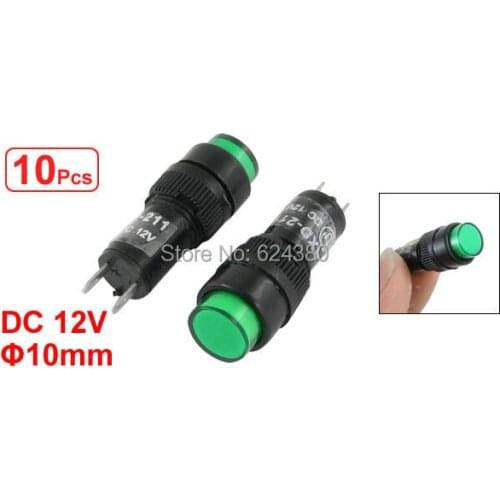 Green Neon Indicator Pilot Sign Signal Light DC 12V DC24V Round Lamp 10mm 0.39" Mounted Hole NXD-211 Discount x 10 Pcs / Lot