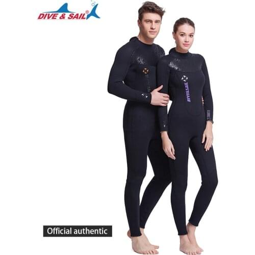 DIVE&SAIL Offical Store Women Men 3MM Neoprene SCR Scuba Diving Wet Suit keep warm Full body Wetsuits for under water hunting