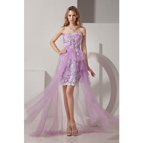 Beauty Emily appliques lace Cocktail Dress tulle violet short prom dresses for evening party formal dress robe de soiree
