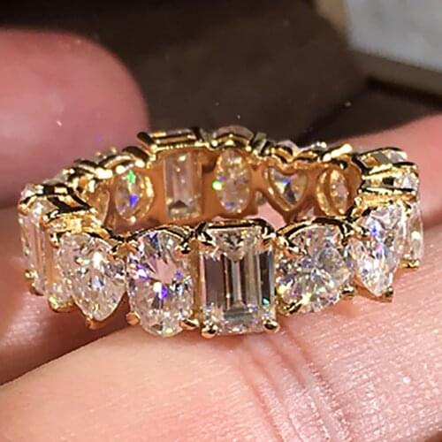 10K Au417 Yellow Gold Women Wedding Party Engagement Ring 0.5 Carat Each Round Oval Heart Emerald Moissanite Diamond Ring Trendy