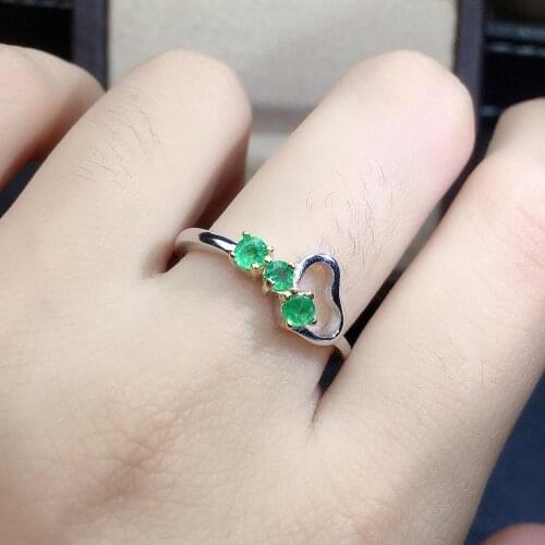 Shilovem 925 sterling silver Natural Emerald Ring fine Jewelry Customizable women 3*3mm open new wholesale jcj0303882agml