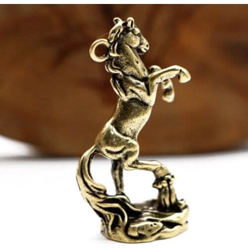 ZOCDOU 1 Piece Creative Pure Copper Wangcai Horse Small Statue Little Figurine Crafts Figure Ornament Miniatures
