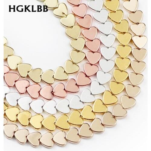 HGKLB Gold Silvers Natural Stone Love heart Hematite Magnetite 6mm Spacer Loose Beads For Jewelry Making Diy bracelets Findings