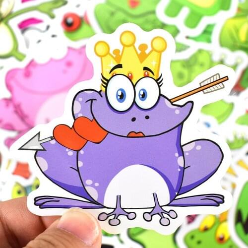 10/50PCS Cartoon Frog Stickers DIY Skateboard Fridge Guitar Snowboard Motorcycle Luggage Kids Toy Frog Graffiti Decal Sticker