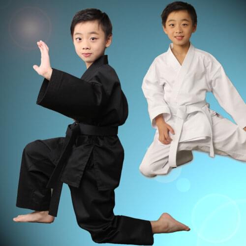 100% Cotton black Karate Uniform child adultBreathable WTF Taekwondo kick boxing MMA Martial art training clothes