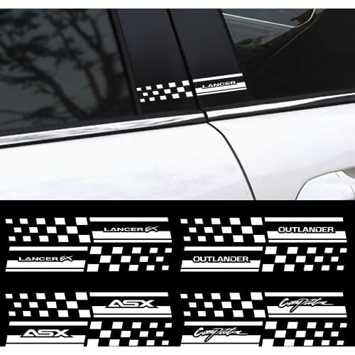 2pcs Car Styling Door B Pillar Decals Car Body Trim Stickers For Mitsubishi Ralliart Lancer Lancer EX Outlander ASX Competition