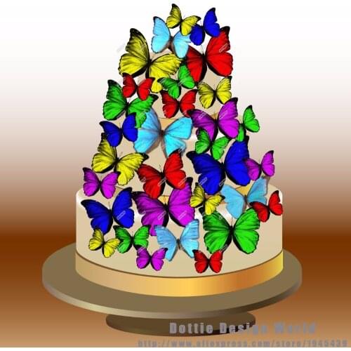 24 Mixed Butterfly Cake Topper Wafer Rice Paper Butterfly Cupcake Topper Birthday Wedding Cake Decoration Party Supplier