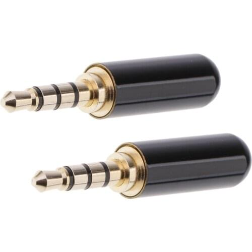 3.5mm/1/8" 4 Pole Male Plug Headphone Jack A/V Solder Connector Black