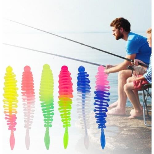 5Pcs 5.5cm Pin Tail Soft Fake Maggots Artificial Baits Faux Worms Bionic Lures Fake Maggots Artificial Baits Faux Worms Bionic