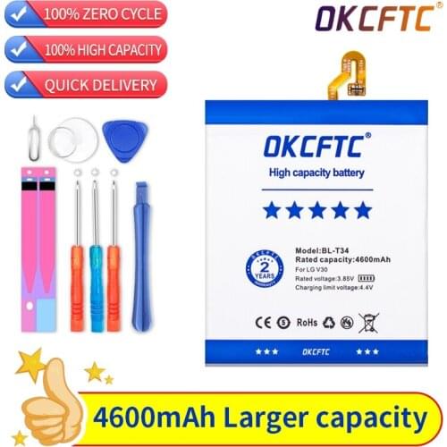 Mobile Phone Battery For LG V30 V30+ V30A H930 H932 LS998 4600mAh Batteries BL-T34 Rechargeable Accumulator