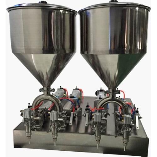 Free Shipping) Pneumatic 4-head Sauce Filling Machine (semi-auto cream filling machine with hopper, sauce dosing machine)