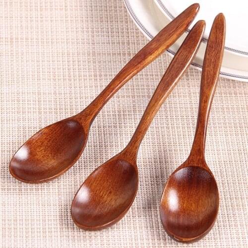 High Quality 1PC 18CM Wooden Ice Cream Spoon Kitchen Utensil Tool Rice Soup Teaspoon Dessert Spoon Coffee Stirring Spoon