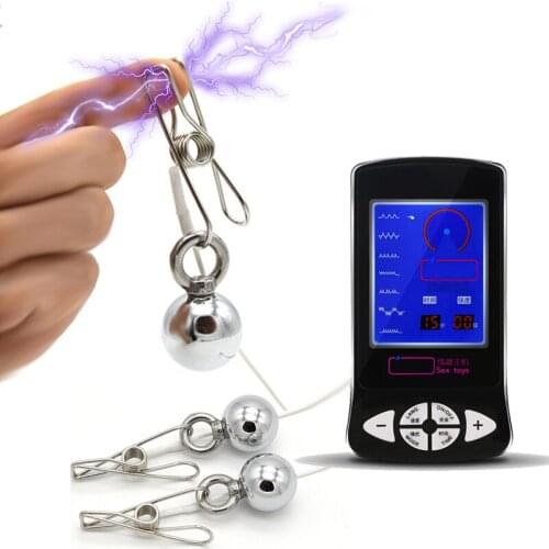 Electric Shock Nipple Clamp Adult Games Sex Toys for Women Electro Labia Stimulator Clitoris Clip with Ball Adults Sex Products