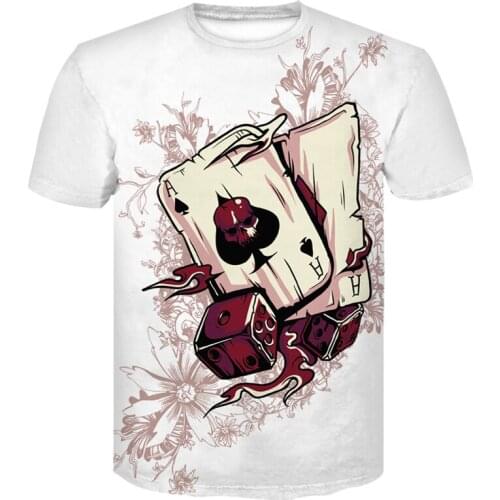 Poker T-shirt 2021 summer hot sale fashion men and women cartoon short-sleeved 3D printing skull round neck pullover clothing