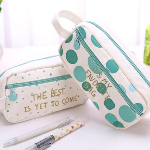 Canvas Large Capacity Pen Pencil Case Storage Bag Organizer Students Stationery