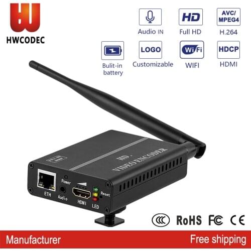 HWCODEC H8110M battery built-in wireless hd WIFI h264 HDMI RTMP RTMPS SRT UDP RTSP Encoder with app remote control