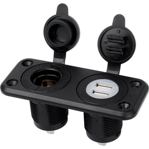 Jtron car Cigarette Lighter Adapter Waterproof Dual/single 5V 2.1A 20A dual USB Panel led for Motorcycle Car Boat Marine