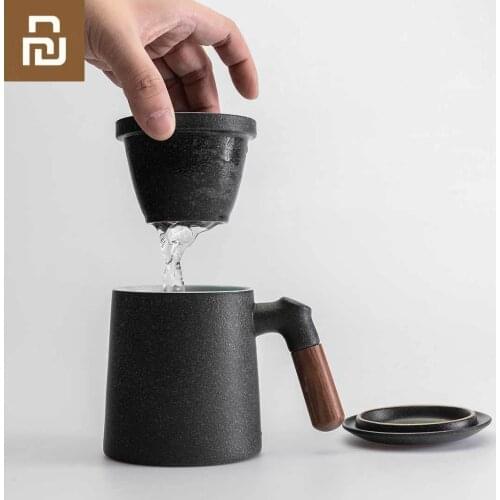 Xiaomi PINZTEA Wooden Handle Ceramic Tea Cup 380ml Separation Teapot Tea Leaf Filter High Temperature Firing Manual Spray Glaze