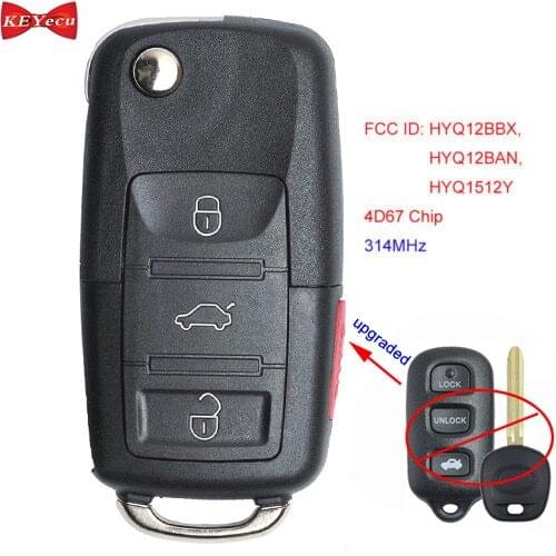 KEYECU for Toyota 4Runner Sequoia 2005 2006 2007 2008 2009 Upgraded Remote Key Fob HYQ12BBX HYQ12BAN HYQ1512Y 4D67 Chip
