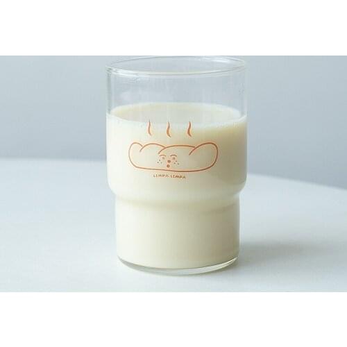 Korea Creative Cartoon Breakfast Milk Cup INS Brief Juice Coffee Tumbler High Borosilicate Heat Resistant Houeshold Drinking Mug