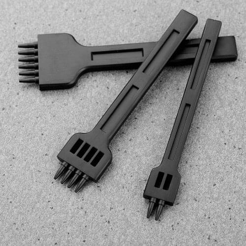 Leather Prong Punch Tool Set, Prong Row Circular Cut Round Hole Punch DIY Tool Diamond Lacing Stitching Chisel for Leather Craft