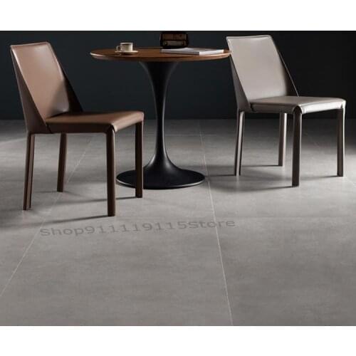 Saddle Leather Dining Chair Light Luxury Home Modern Coffee Shop Negotiation Back Stool Desk Italian Soft Bag Hotel Chair