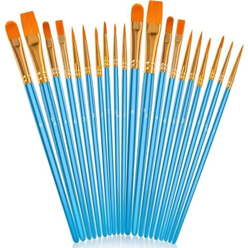 20pcs/Set Detail Paint Brush Set Professional Synthetic Short Handle Brush Art Brush Supplies Watercolor Oil Paint Brush Set