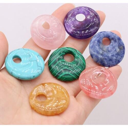 Natural Stonesemi-precious Stonebig Hole Beads Beads Opal Rose Quartzfor Jewelry Making Bracelet DIY Necklace Accessories 30mm