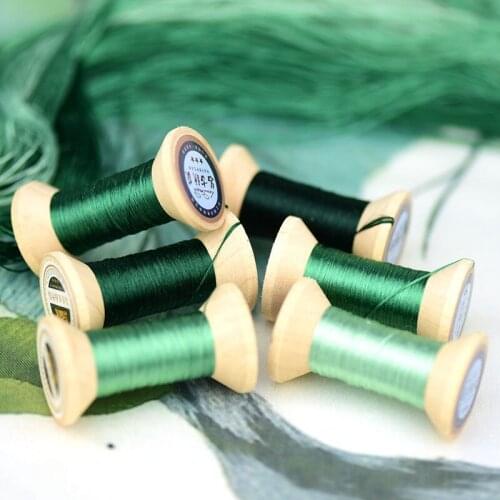 20m Mini Spool/Suzhou embroidery embroidery thread / silk thread spool / silk embroidery thread / army green