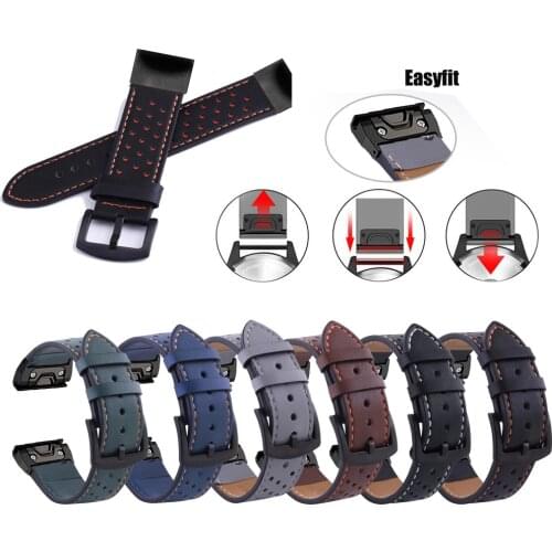 New Fashion Ieather Watchband for Garmin Fenix 6X 6Pro 5X 5 Plus 3HR Forerunner 935 Watch Quick Release Easyfit Wrist Band Strap