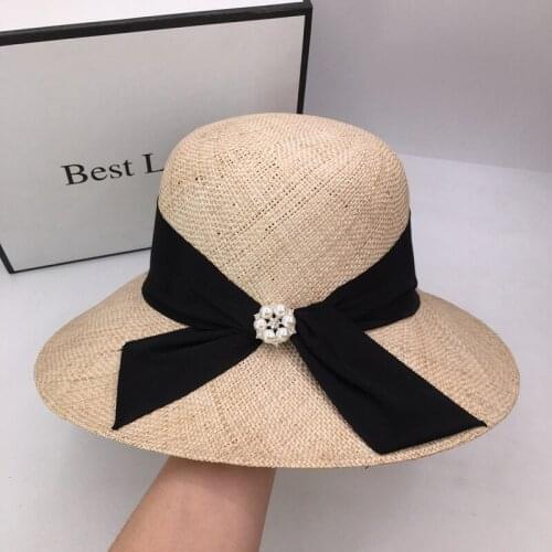 New pearl flower womens bucket hat contracted treasure grass is prevented bask in summer sun hat