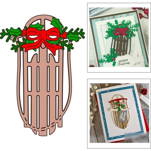 2021 New Christmas Decoration Holly Sled Metal Cutting Dies For DIY Craft Making Greeting Card Scrapbooking No Clear Stamps Sets