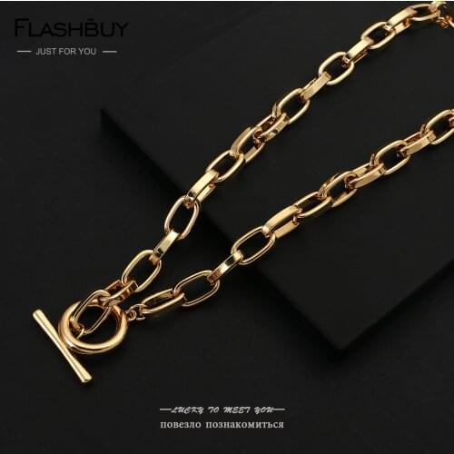 Flashbuy New Trendy Thick Box Link Chain Necklace Women Chunky Thick Chain Choker Necklace Minimalist Hot Jewelry