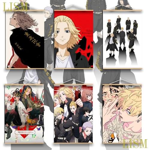 Tokyo Revengers Anime Wall Poster canvas painting Solid Wood Hanging Scroll posters wall decor Decor Cosplay