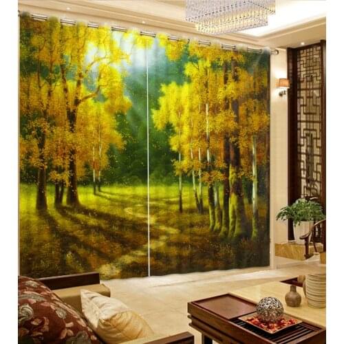 Forest Curtain Decoration 3D Brief tree Curtains For Bedroom Living room auturn curtains modern living room curtains