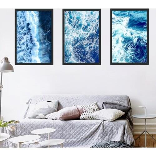 Nordic Canvas Painting Seascape Sea wave Realist Scenery Picture For Living Room Print Wall Art Decor Home Decor Backdrop Poster