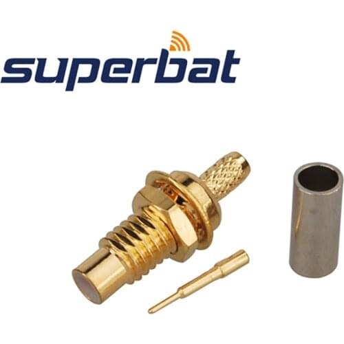 Superbat 10pcs SMC Crimp Jack Bulkhead Straight Connector for RG174,RG178,RG316,LMR100