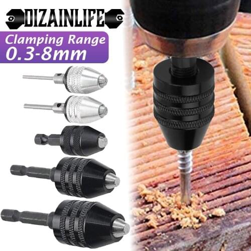 Drill Chuck Keyless Screwdriver Impact Driver Adaptor Mini Electric Micro Motor Clamp Chuck Fixture Hex Shank Drill Bits Adapter