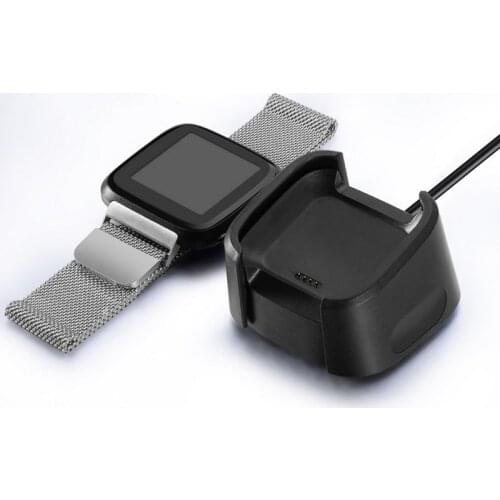 Outdoor Charging Cradle Dock USB Data Cable Base Desktop Charger For Fitbit Versa Watch Black For Outdoor Survival Tools