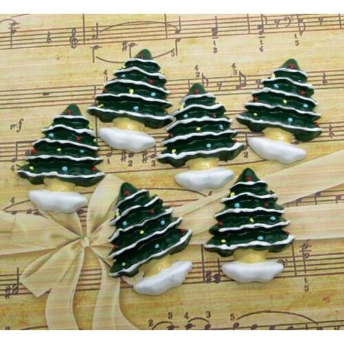 10Pc Resin Christmas Tree Decoration Crafts Kawaii Bead Flatback Cabochon Fridge Magnet Scrapbook DIY Accessories Buttons