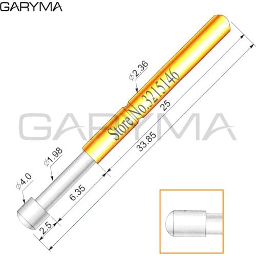 100Pcs Dia 4.0mm P156-D Spring Test Probes Pogo Pin Length 33.85mm Stroke Spring Froce:250g Tool