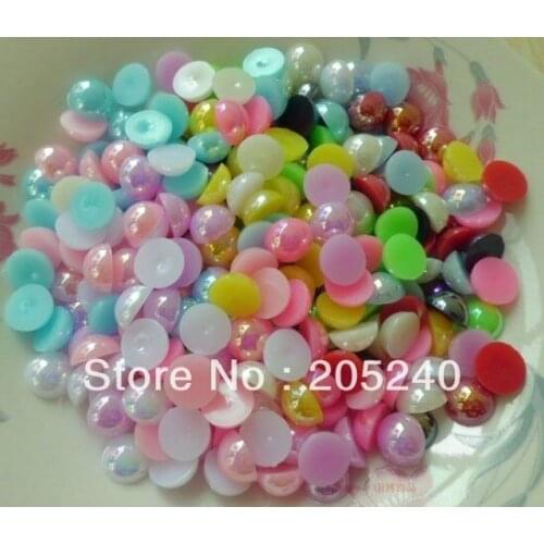 3mm~6mm mixed colors 1000pcs AB color Simulated Pearl Cabochon Flat Back Semicircle ABS Beads