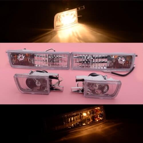 4pcs/Set Front Bumper Clear Fog Light Turn Signal Lamp Car 2 Pin Fit for VW Golf Jetta MK3 Vento 1993 1994 1995 1996 1997 1998