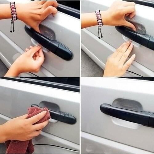 4Pcs Universal Transparent Car Door Handle Anti-Scratch Films Sticker Protector