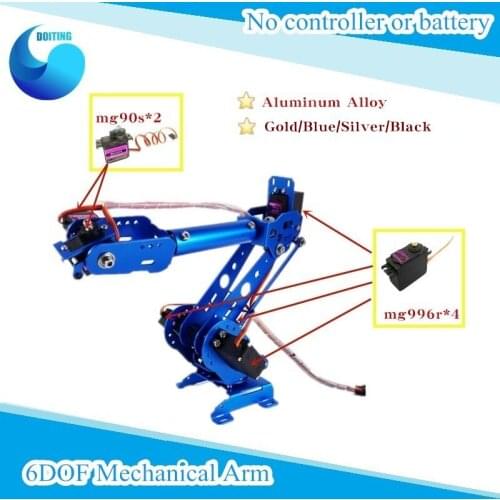 6 DOF Metal Mechanical Arm Aluminum Alloy Robot Arm Smart Robot High Torque Servo Clamp For Arduino DIY Robot Parts Arm Model