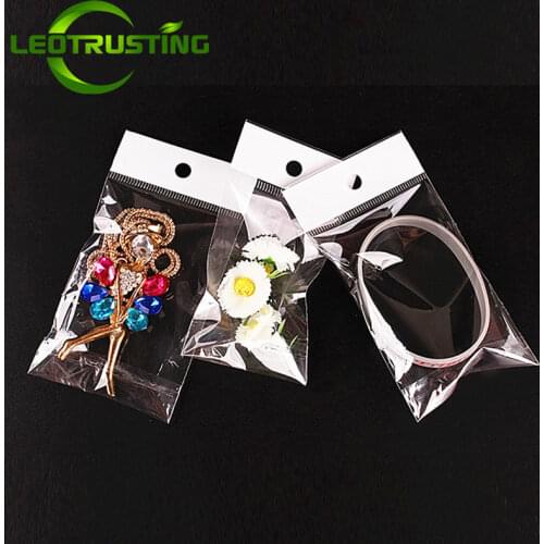 Leotrusting 6 wire General Use High Clear OPP Adhesive Header Bag Transparent Resealable Packaging Bag Plastic Hanging Gift Bags